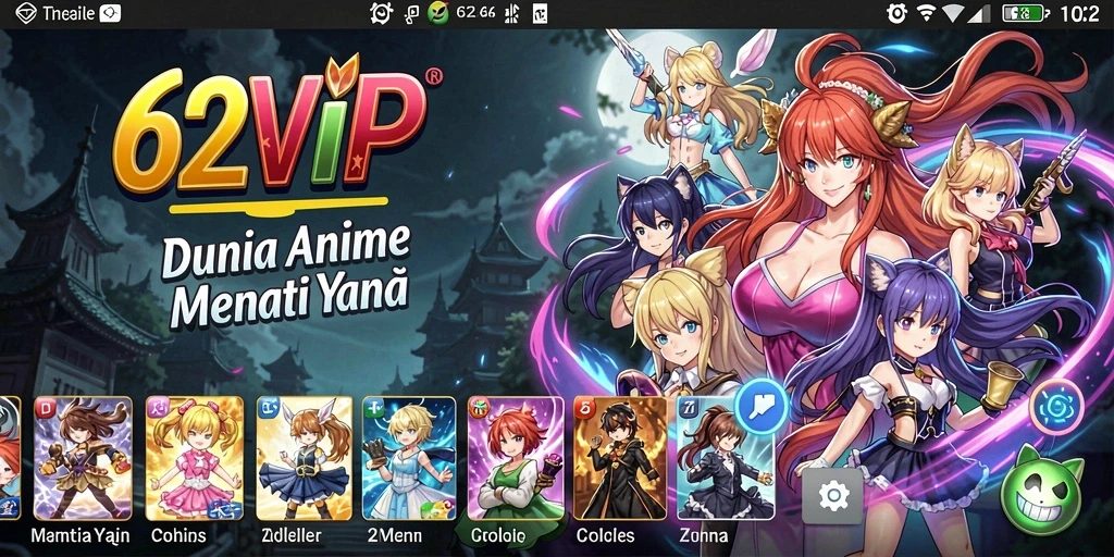 Screenshot permainan Anime dari 62VIP menunjukkan aksi karakter yang dinamis.