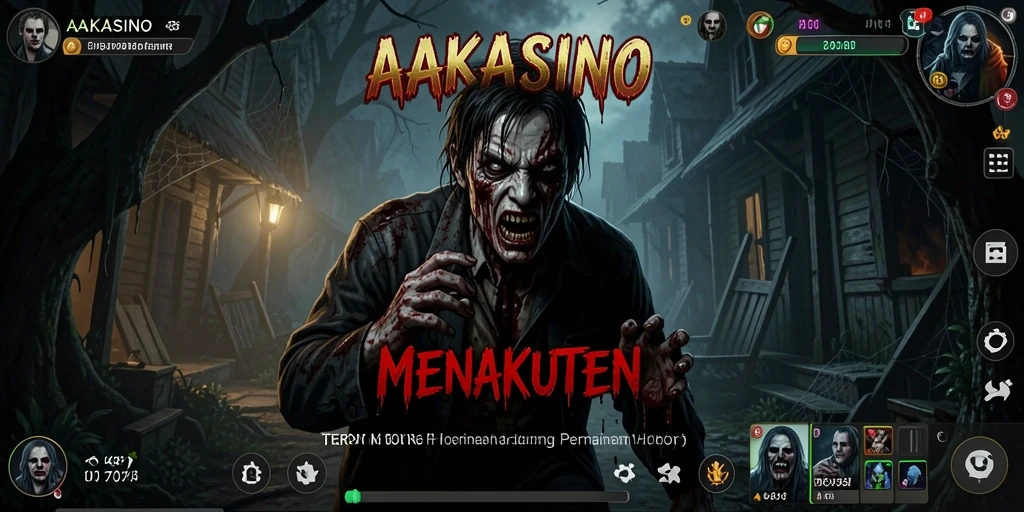 Screenshot utama AAKASINO menampilkan suasana horor yang mencekam dengan nuansa gelap.