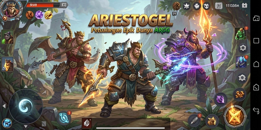 Screenshot menampilkan aksi seru dalam game ARPG ARIESTOGEL.