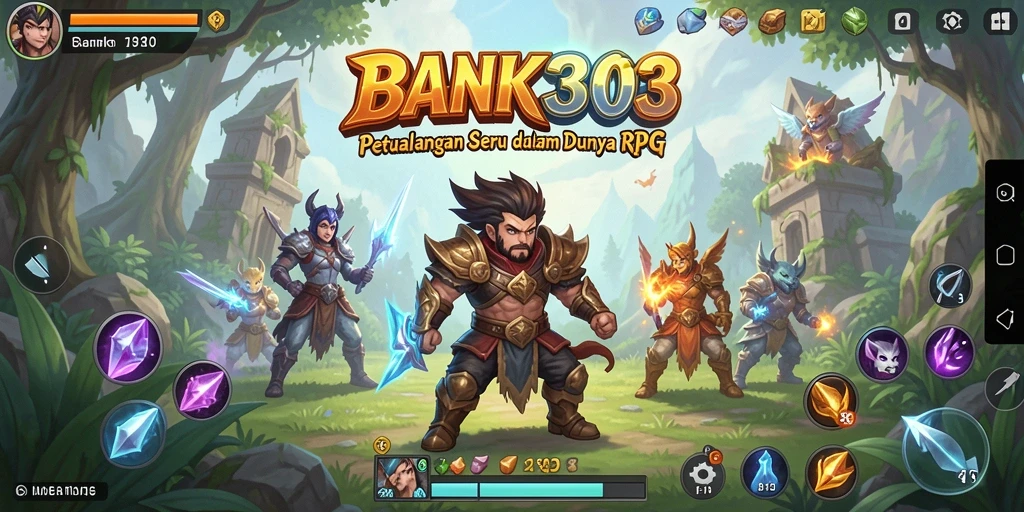 Screenshot dari BANK303 menampilkan aksi seru dalam pertempuran RPG.