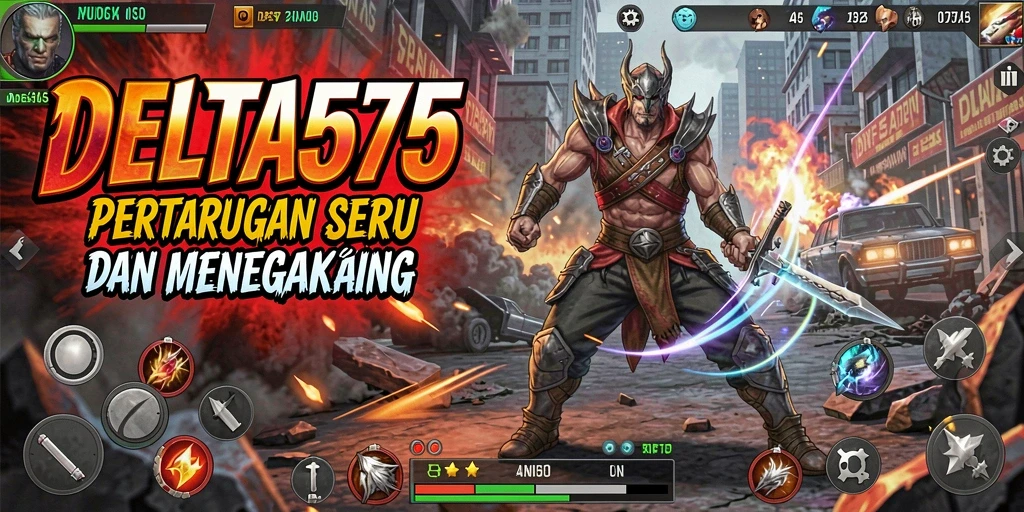 Tangkapan layar gameplay DELTA575 yang menampilkan aksi pertarungan menegangkan.