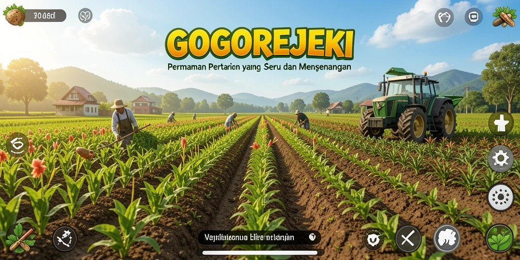 Gameplay GOGOREJEKI yang menampilkan aktivitas pertanian yang seru.