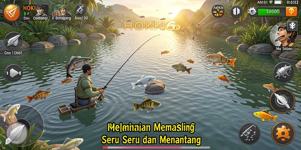 Gameplay HOKI65 yang menegangkan saat memancing ikan.