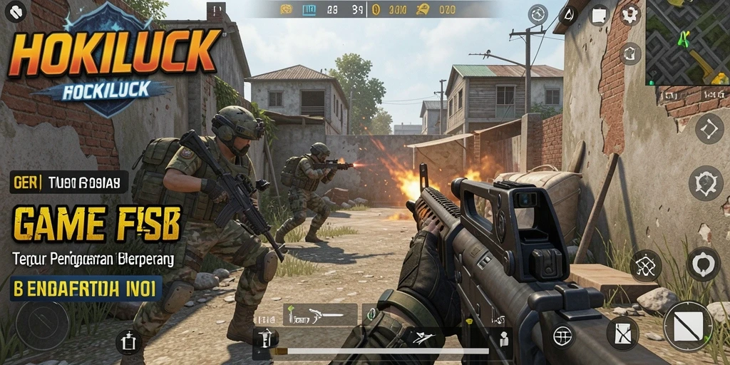 Screenshot gameplay HOKILUCK dengan aksi tembak-menembak yang intens.