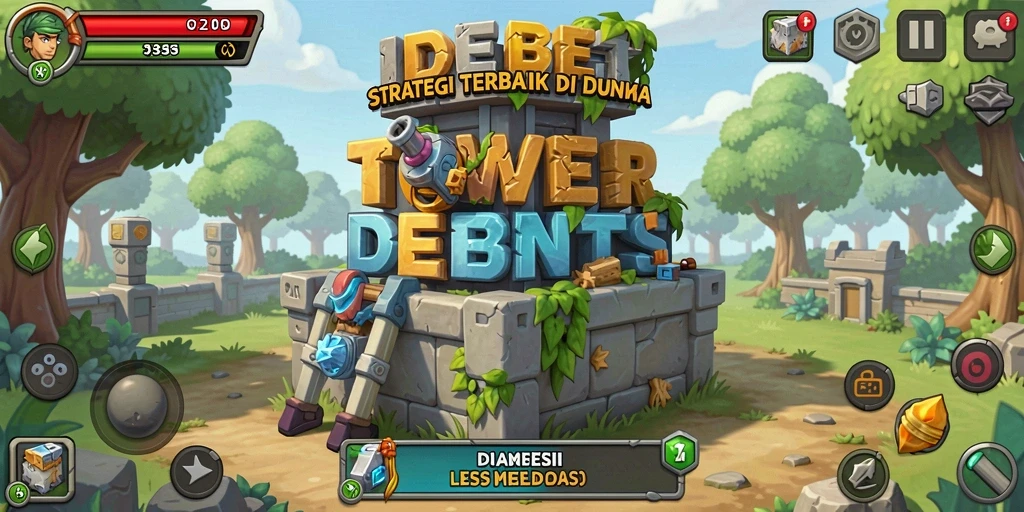 Screenshot gameplay IDEBET menampilkan pertempuran menara yang intens dan strategi yang mendebarkan.