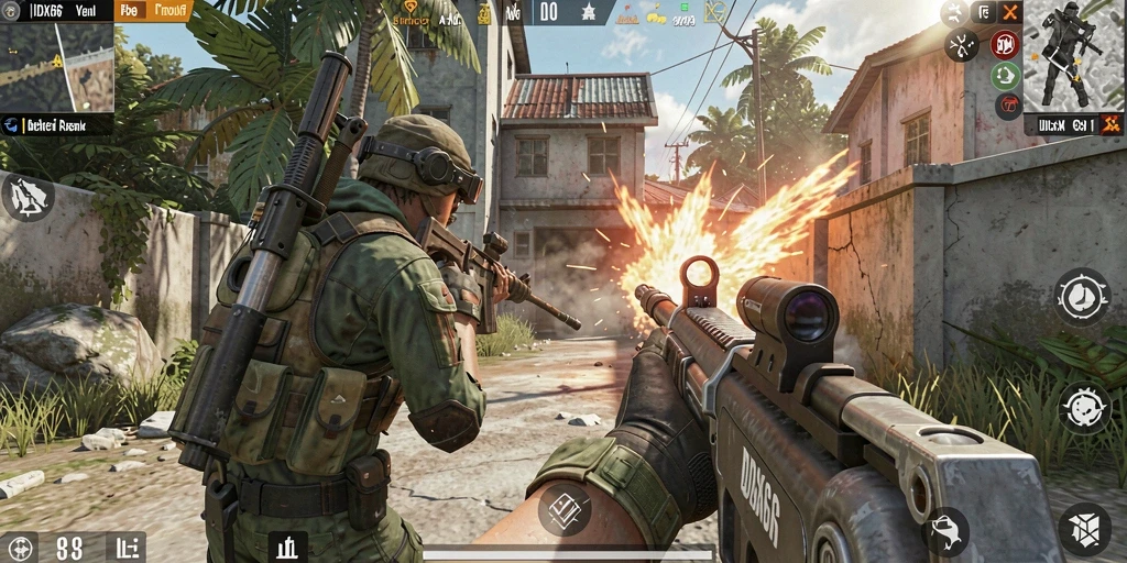 Tampilan seru gameplay FPS IDX66 dengan aksi mendebarkan.