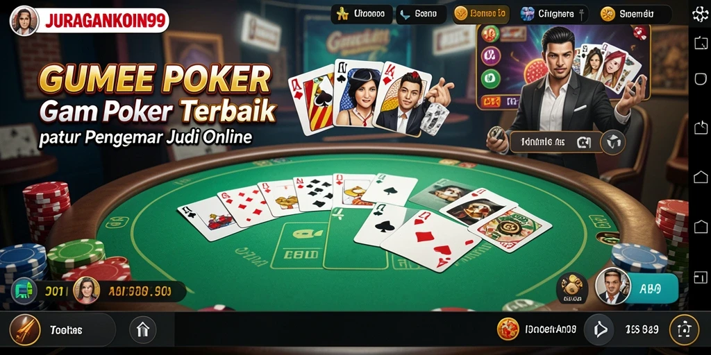 Tangkapan layar gameplay JURAGANKOIN99, menampilkan aksi Poker yang mendebarkan.