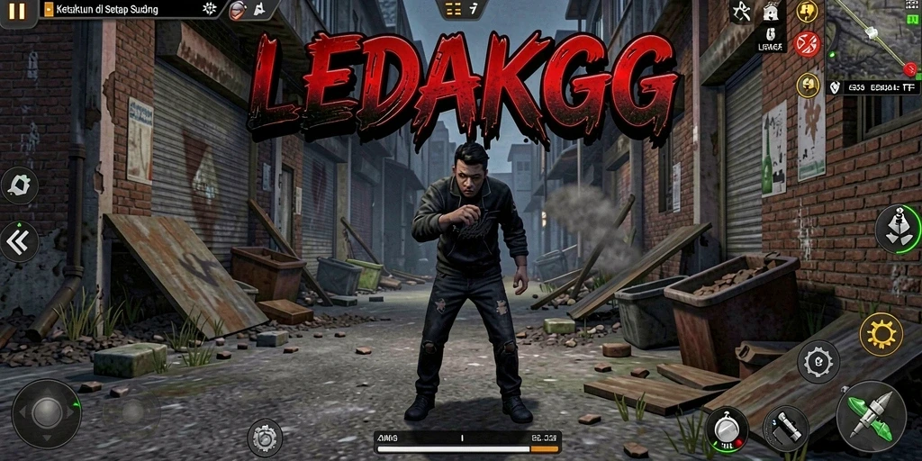 Gameplay LEDAKGG yang menakutkan dalam suasana mencekam.
