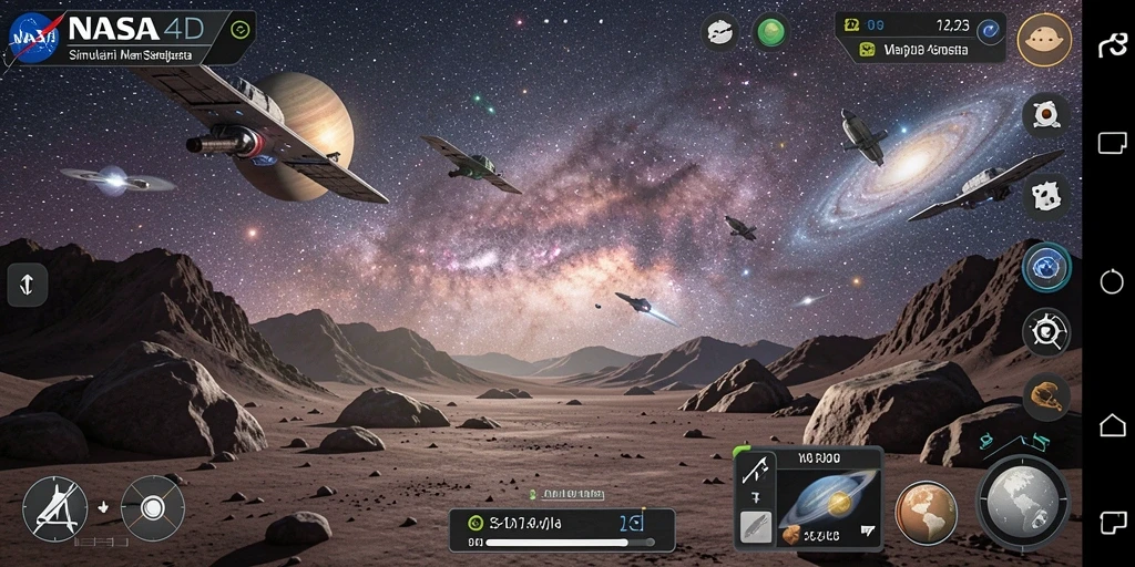 Gameplay NASA4D yang menampilkan simulasi luar angkasa yang realistis.