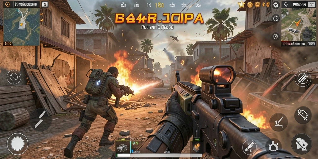 Screenshot gameplay PP444 menunjukkan pertempuran seru di arena.