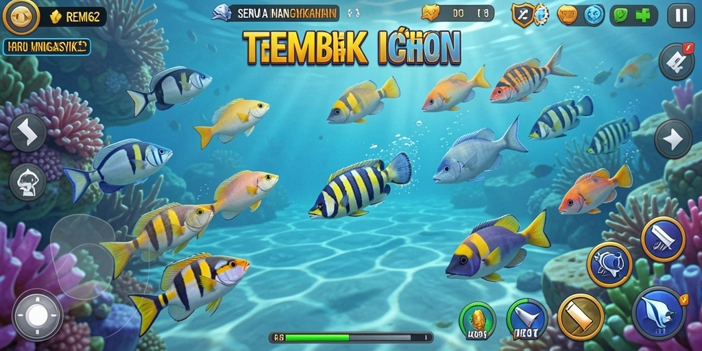 Tampilan gameplay REMI62 dengan aksi menembak ikan yang menarik.