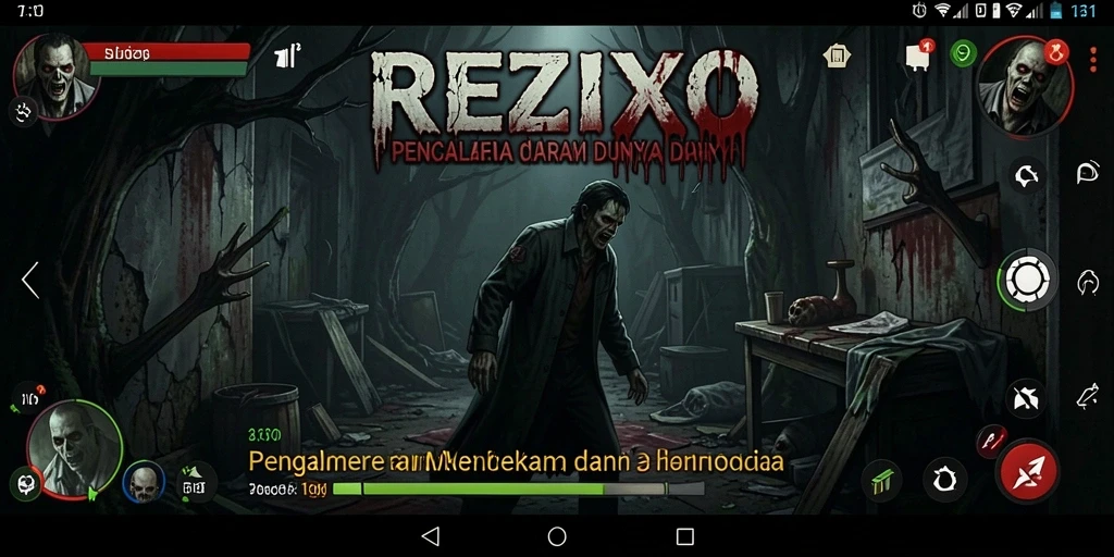 Gameplay menegangkan REZIXO dengan atmosfer yang mencekam.
