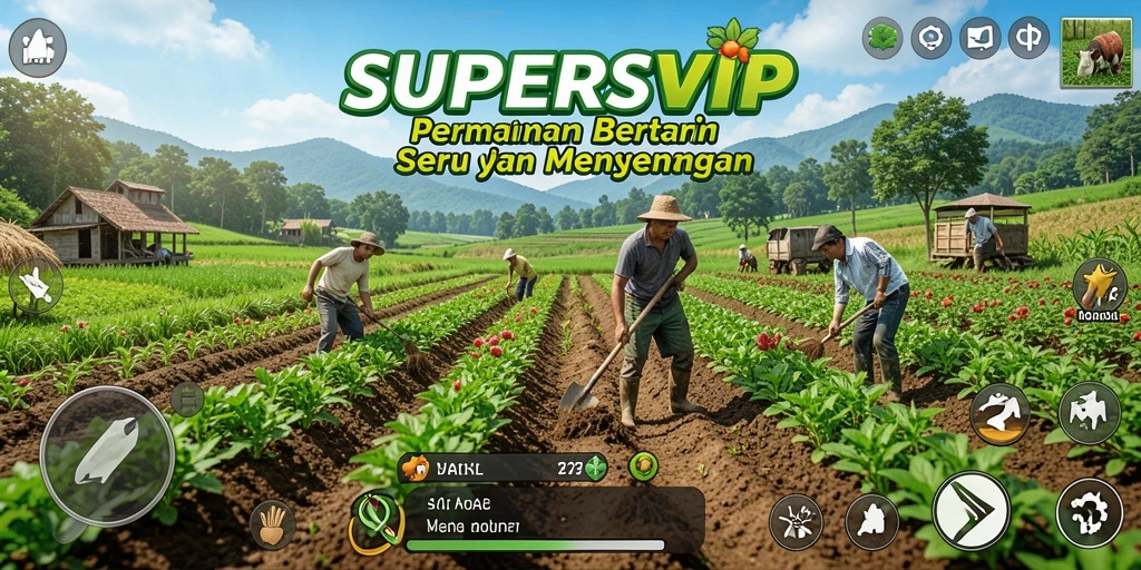 Tampilan menarik dari gameplay SUPERSVIP yang fokus pada pertanian.