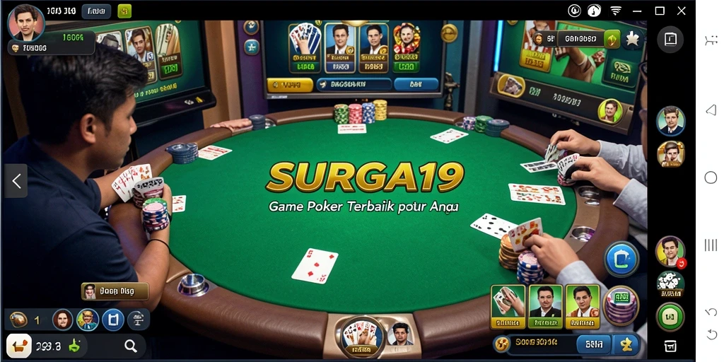 Screenshot gameplay SURGA19 menampilkan aksi poker yang memukau.