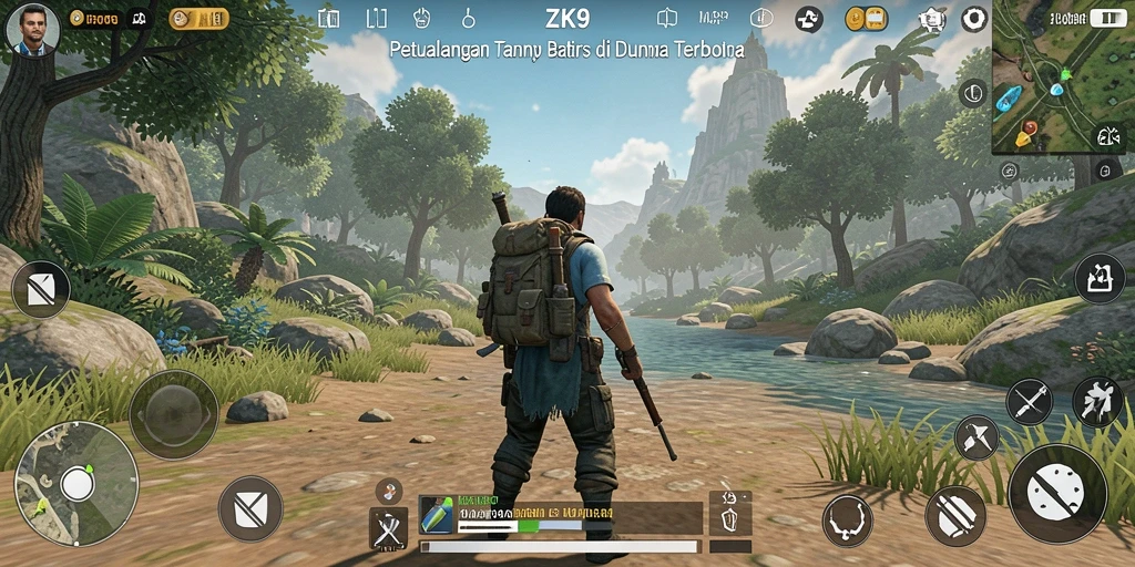 Tampilan gameplay ZK9 yang menakjubkan di dunia terbuka.
